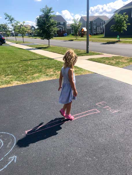 Simple Sidewalk Chalk Obstacle Course for Gross Motor Skills