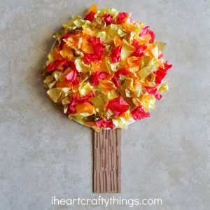 fall craft for kids tissue paper tree